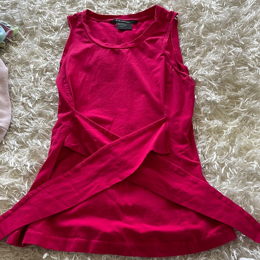 Red front tie shirt